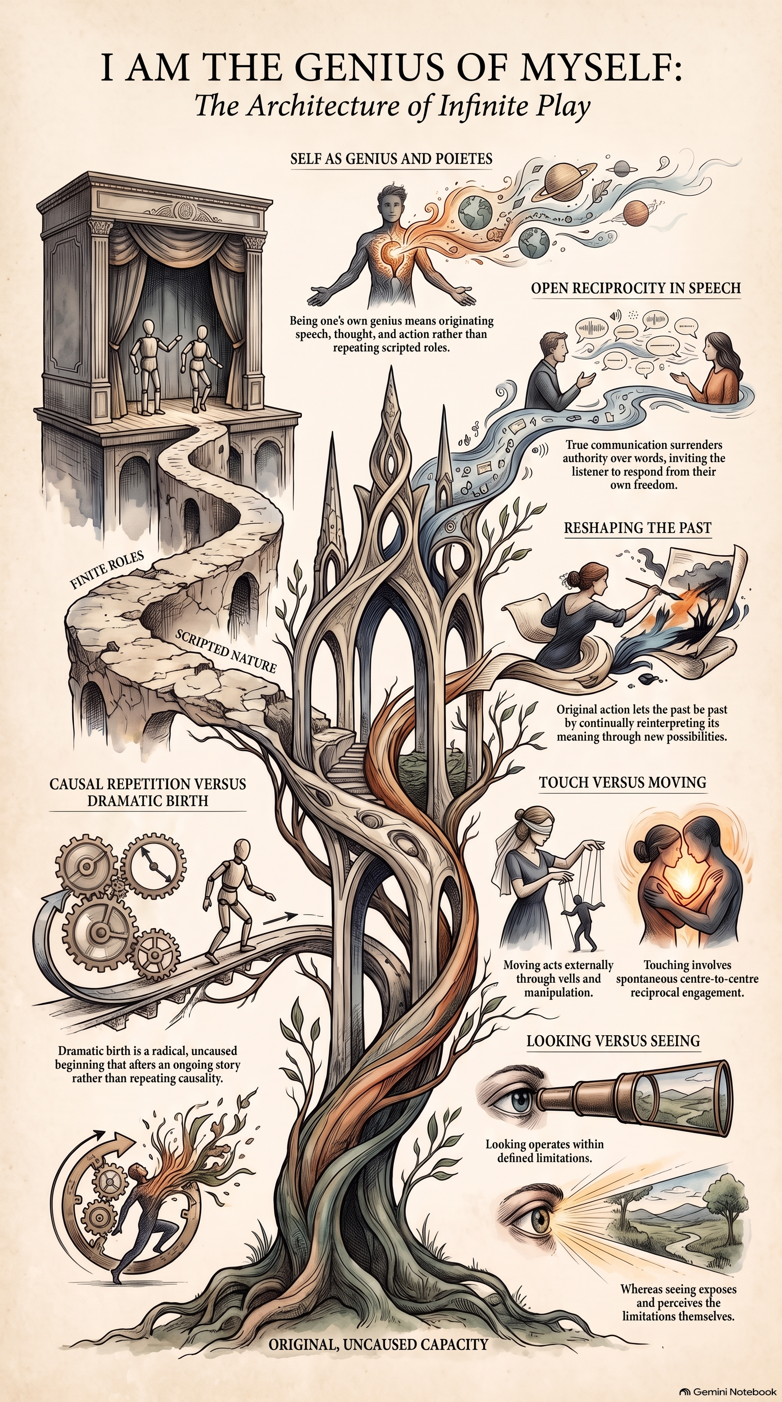 Infographic on the architecture of infinite play and self-authorship